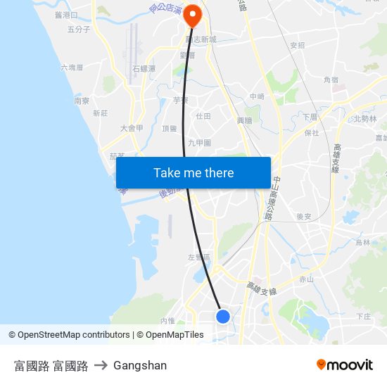 富國路 富國路 to Gangshan map