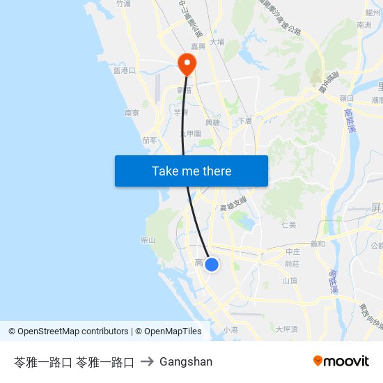 苓雅一路口 苓雅一路口 to Gangshan map