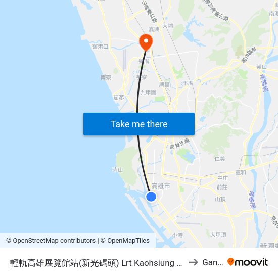 輕軌高雄展覽館站(新光碼頭) 輕軌高雄展覽館站(新光碼頭) to Gangshan map