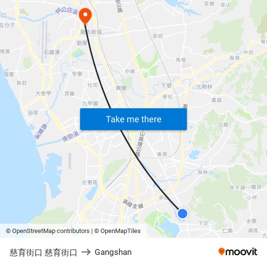 慈育街口 慈育街口 to Gangshan map