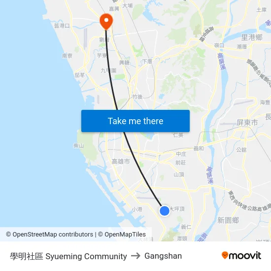 學明社區 Syueming Community to Gangshan map