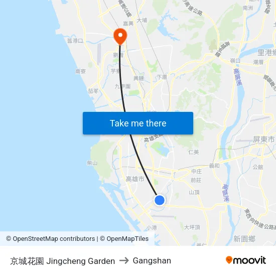 京城花園 Jingcheng Garden to Gangshan map