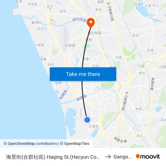 海景街(合群社區) Haijing St.(Hecyun Community) to Gangshan map