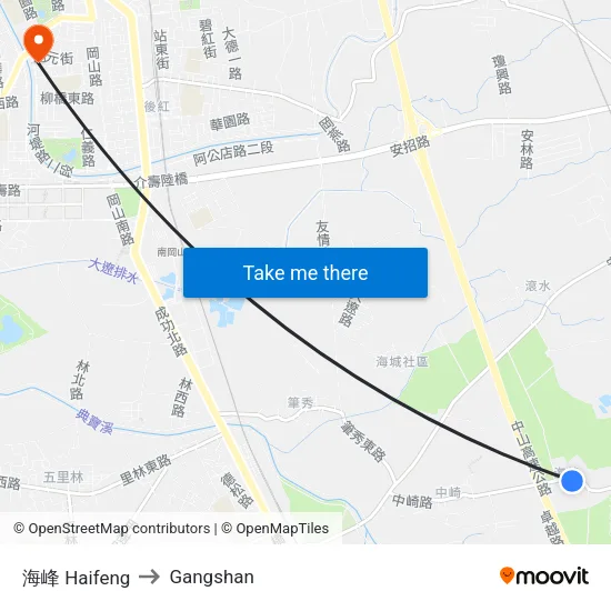 海峰 Haifeng to Gangshan map