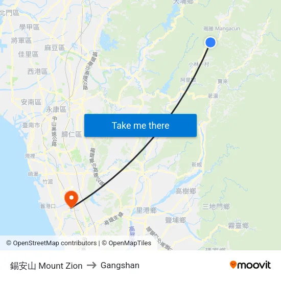 錫安山 Mount Zion to Gangshan map