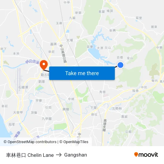 車林巷口 Chelin Lane to Gangshan map