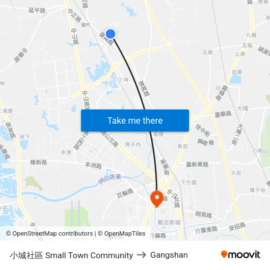 小城社區 Small Town Community to Gangshan map