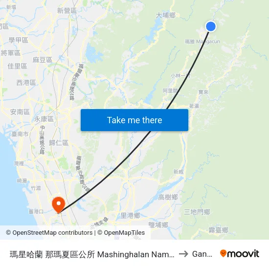 瑪星哈蘭 那瑪夏區公所 Mashinghalan Namasha District Affairs Office to Gangshan map
