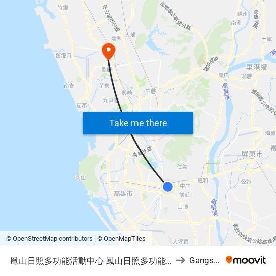 鳳山日照多功能活動中心 鳳山日照多功能活動中心 to Gangshan map