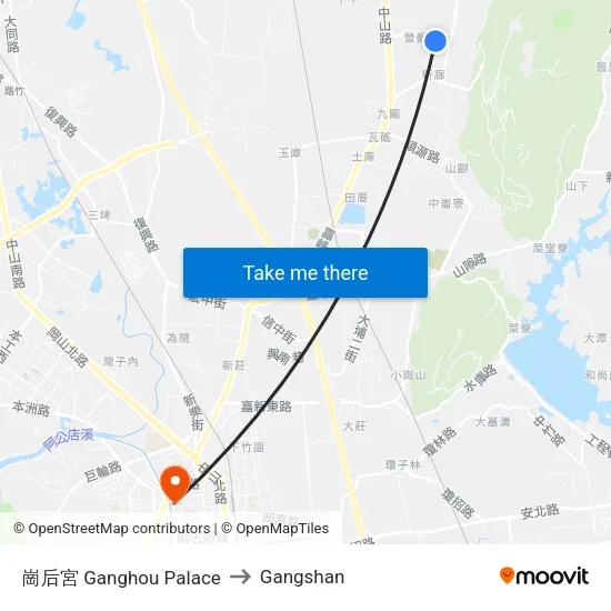 崗后宮 Ganghou Palace to Gangshan map