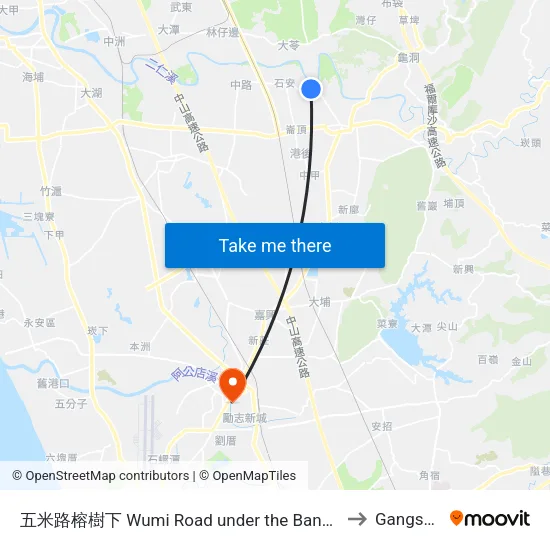 五米路榕樹下 Wumi Road under the Banyan Tree to Gangshan map