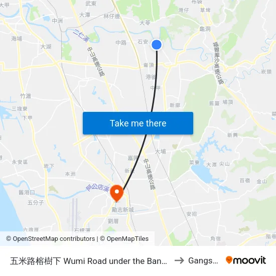 五米路榕樹下 Wumi Road under the Banyan Tree to Gangshan map