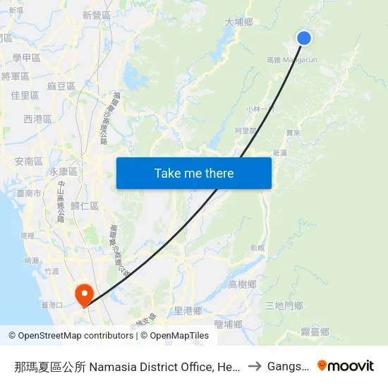 那瑪夏區公所 Namasia District Office, Health Center to Gangshan map