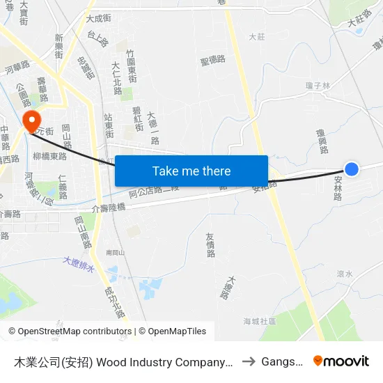 木業公司(安招) Wood Industry Company(Anjhao) to Gangshan map