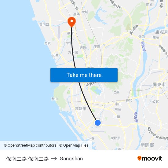 保南二路 保南二路 to Gangshan map