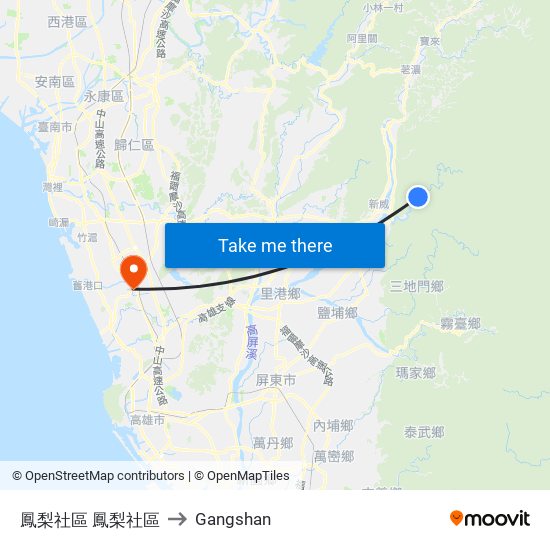 鳳梨社區 鳳梨社區 to Gangshan map