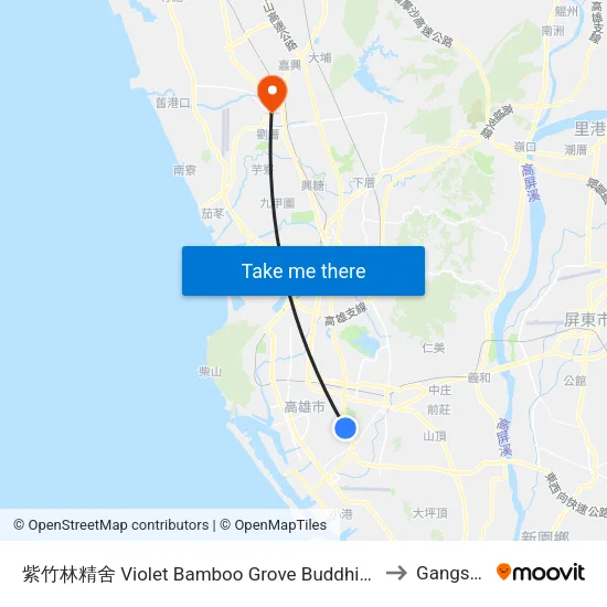 紫竹林精舍 Violet Bamboo Grove Buddhist Temple to Gangshan map