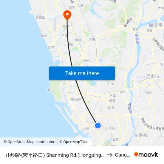 山明路(宏平路口) Shanming Rd.(Hongping Rd. Intersection) to Gangshan map