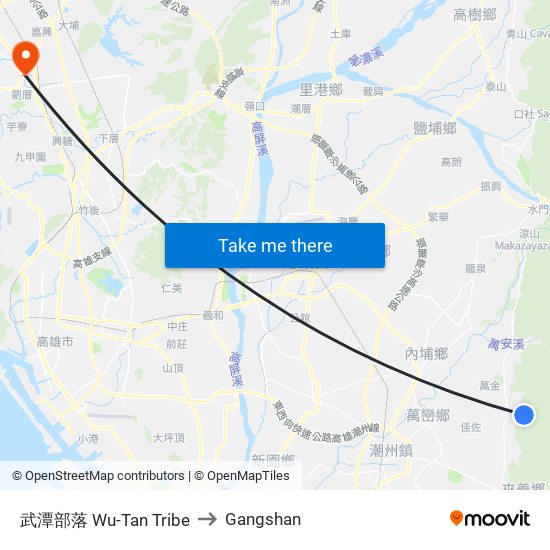 武潭部落 Wu-Tan Tribe to Gangshan map