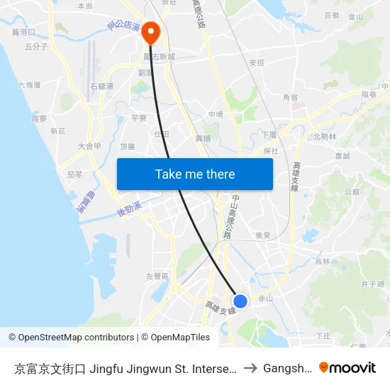 京富京文街口 Jingfu Jingwun St. Intersection to Gangshan map