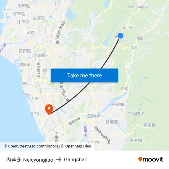 內芎蕉 Neicyongjiao to Gangshan map
