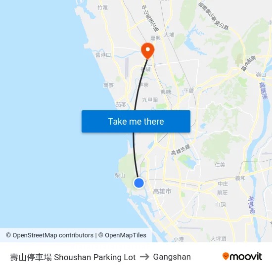 壽山停車場 Shoushan Parking Lot to Gangshan map