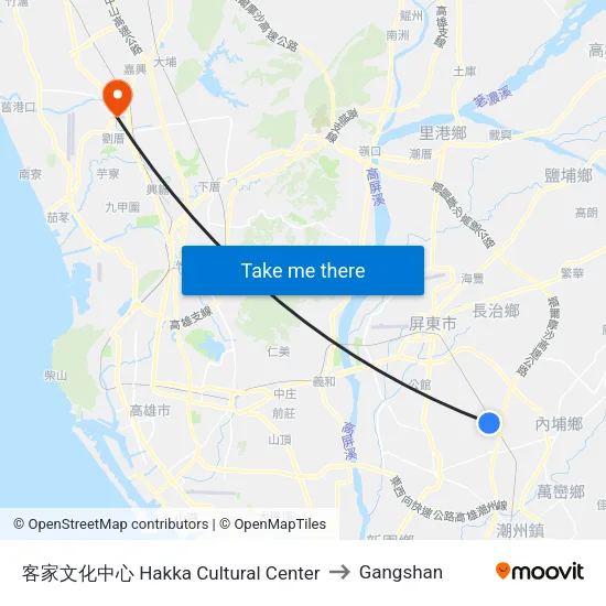 客家文化中心 Hakka Cultural Center to Gangshan map