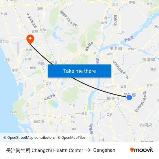 長治衛生所 Changzhi Health Center to Gangshan map