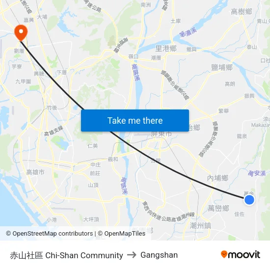赤山社區 Chi-Shan Community to Gangshan map