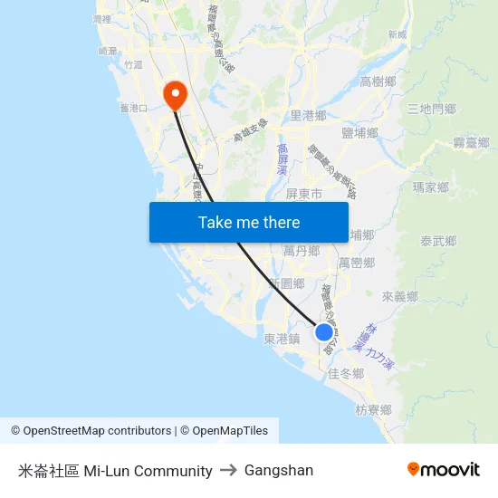 米崙社區 Mi-Lun Community to Gangshan map