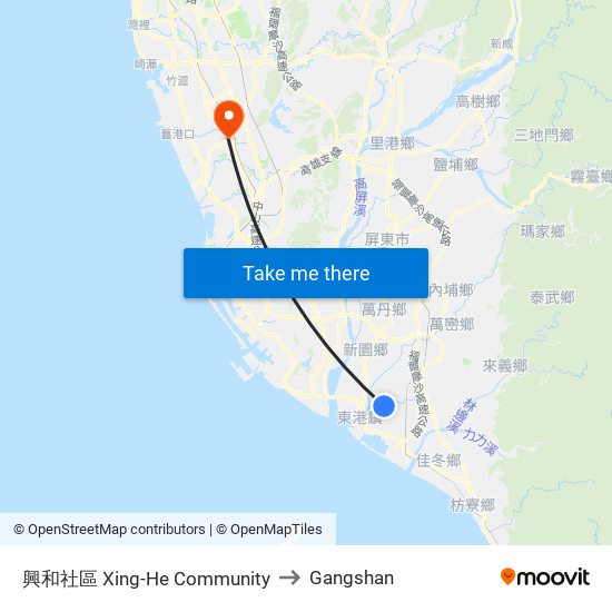 興和社區 Xing-He Community to Gangshan map