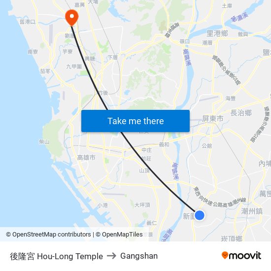 後隆宮 Hou-Long Temple to Gangshan map