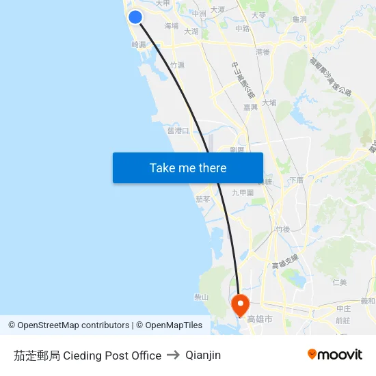 茄萣郵局 Cieding Post Office to Qianjin map