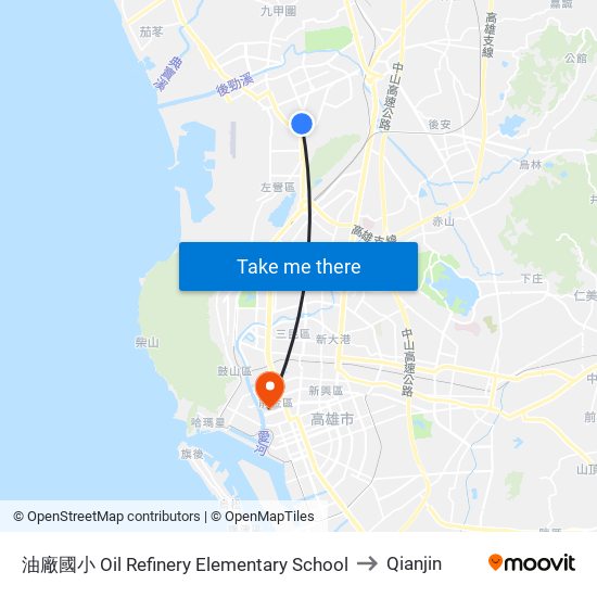 油廠國小 Oil Refinery Elementary School to Qianjin map