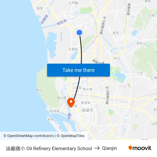 油廠國小 Oil Refinery Elementary School to Qianjin map