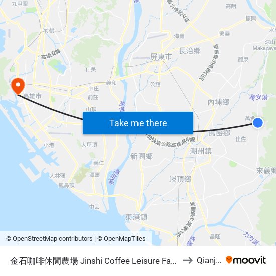 金石咖啡休閒農場 Jinshi Coffee Leisure Farm to Qianjin map