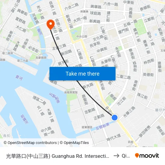 光華路口(中山三路) Guanghua Rd. Intersection(Jhongshan 3rd Rd.) to Qianjin map