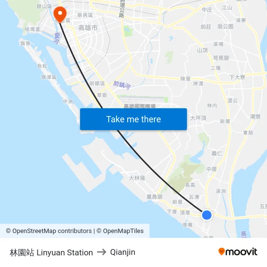 林園站 Linyuan Station to Qianjin map