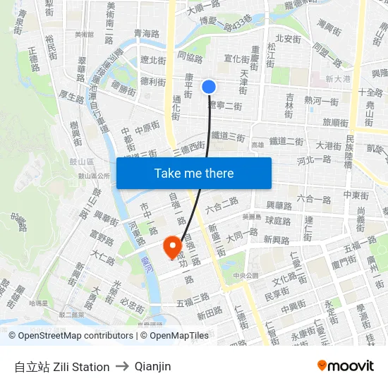 自立站 Zili Station to Qianjin map