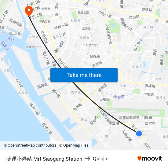 捷運小港站 Mrt Siaogang Station to Qianjin map