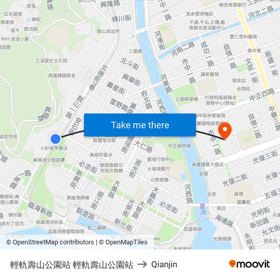 輕軌壽山公園站 輕軌壽山公園站 to Qianjin map