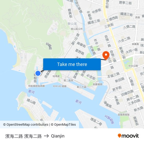 濱海二路 濱海二路 to Qianjin map