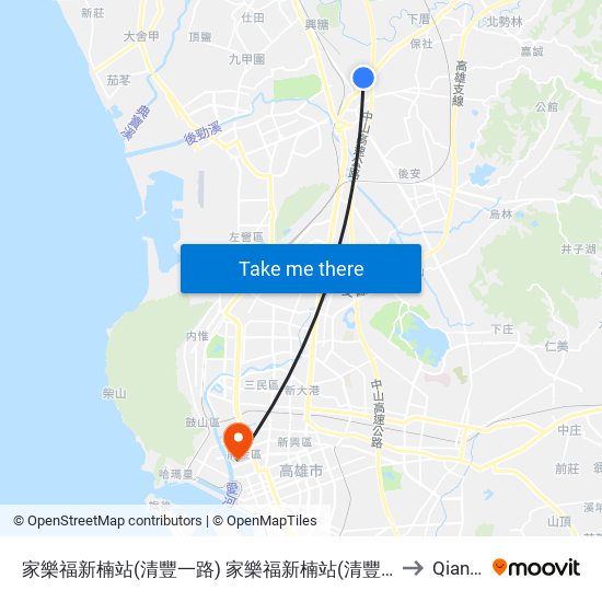 家樂福新楠站(清豐一路) 家樂福新楠站(清豐一路) to Qianjin map