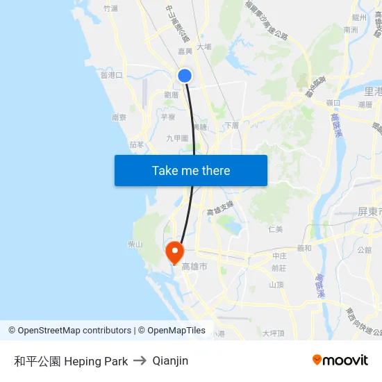 和平公園 Heping Park to Qianjin map