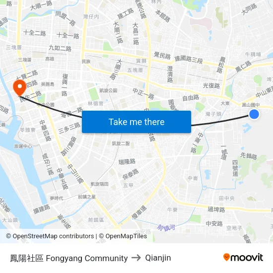 Fongyang Community to Qianjin map