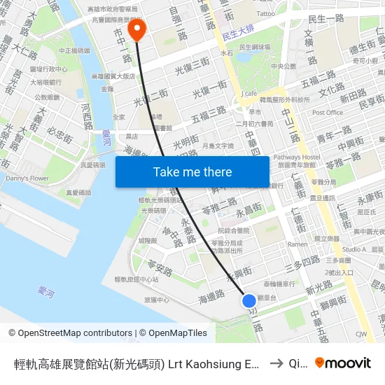 輕軌高雄展覽館站(新光碼頭) Lrt Kaohsiung Exhibition Center Station(Singuang Pier) to Qianjin map