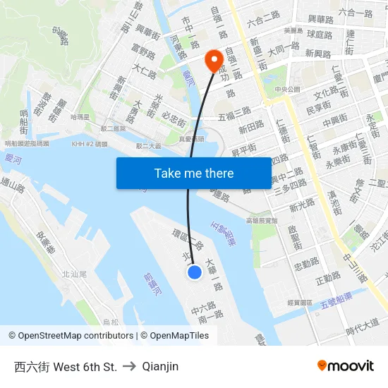 West 6th Street to Qianjin map
