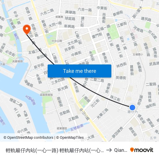 輕軌籬仔內站(一心一路) 輕軌籬仔內站(一心一路) to Qianjin map