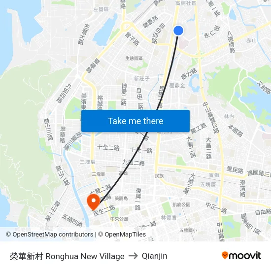 Ronghua New Village to Qianjin map