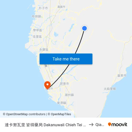 達卡努瓦里 皆得藥局 Dakanuwali Chieh Tei Pharmacy to Qianjin map